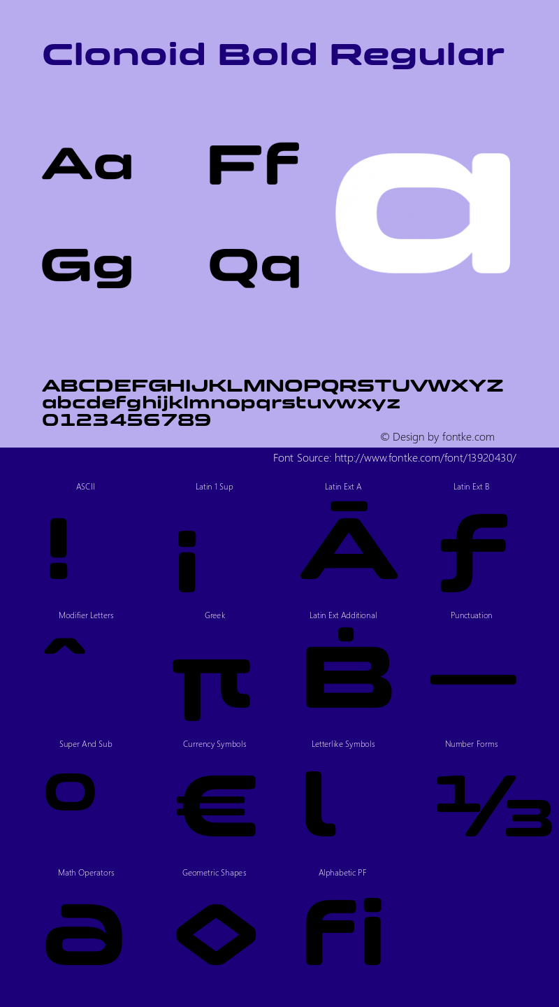 Clonoid Bold Regular Version 1.000 Font Sample