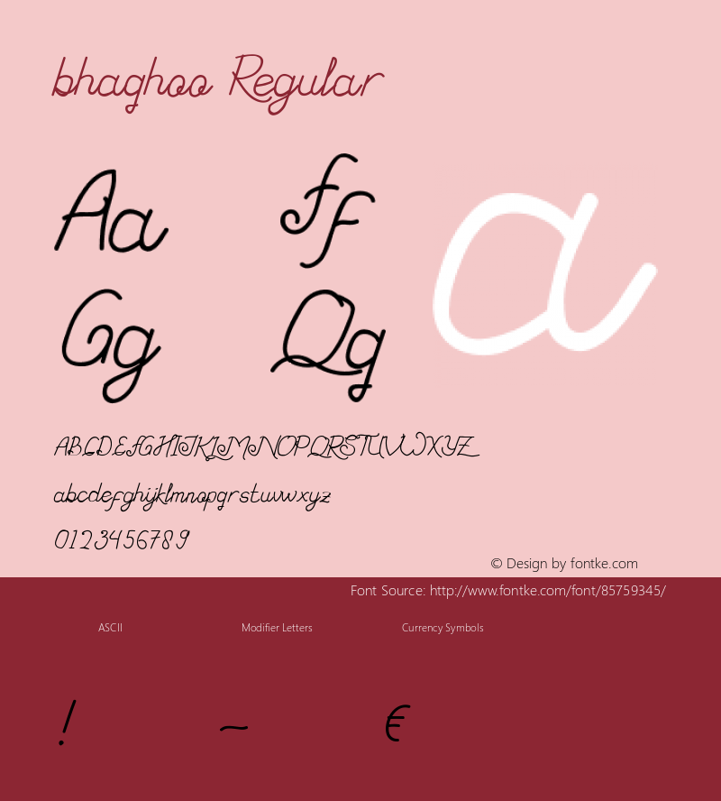 bhaqhoo Regular Version 1.000 Font Sample
