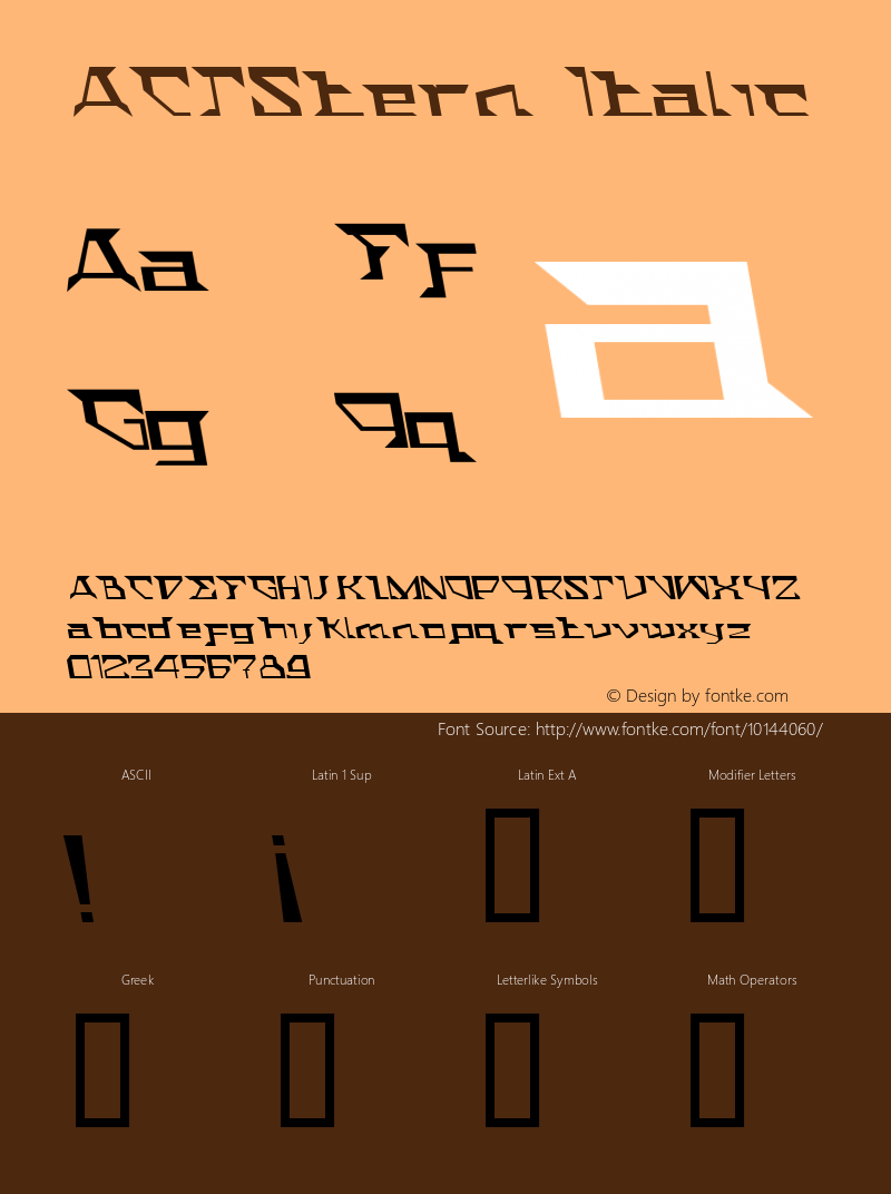 ACTStern Italic Macromedia Fontographer 4.1 Font Sample