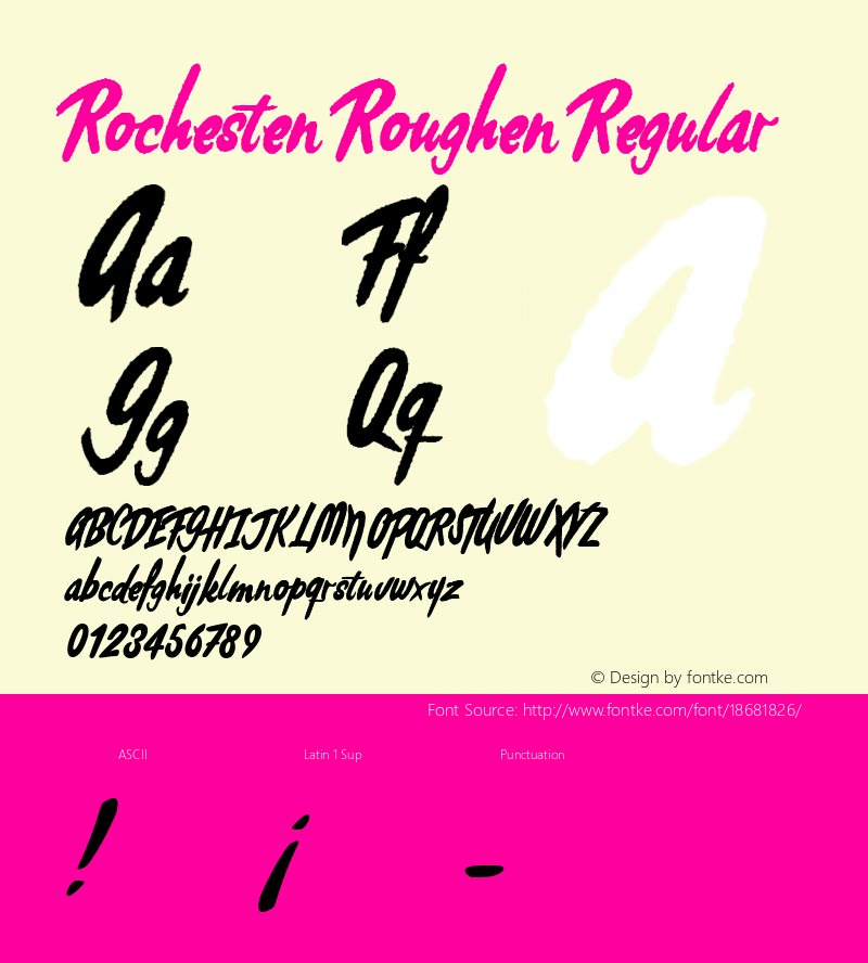 Rochesten Roughen Regular Version 1.001 Font Sample