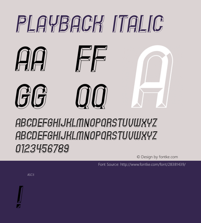 Playback Italic Version 1.000 Font Sample