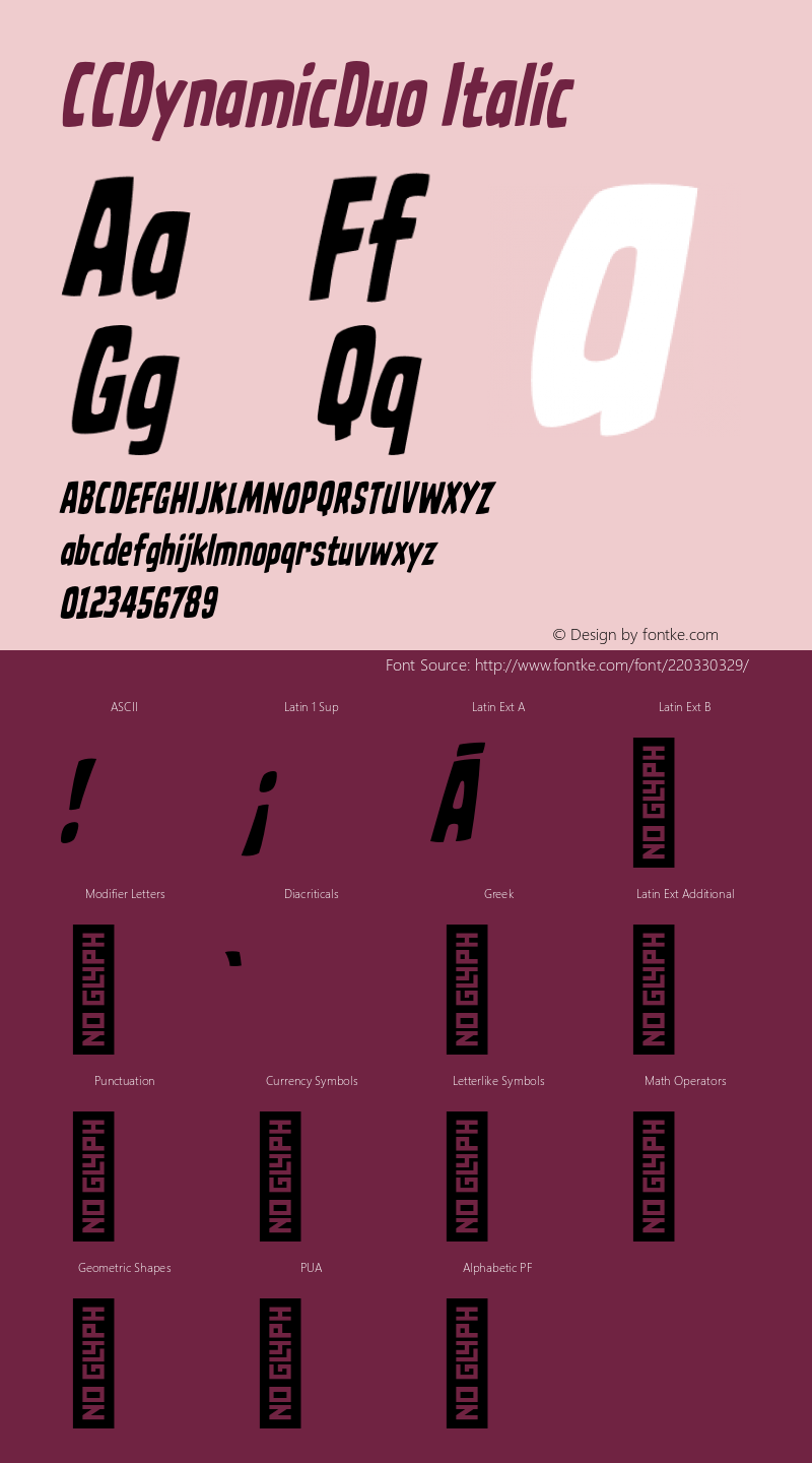 CCDynamicDuo Italic Version 2.000;hotconv 1.0.109;makeotfexe 2.5.65596图片样张