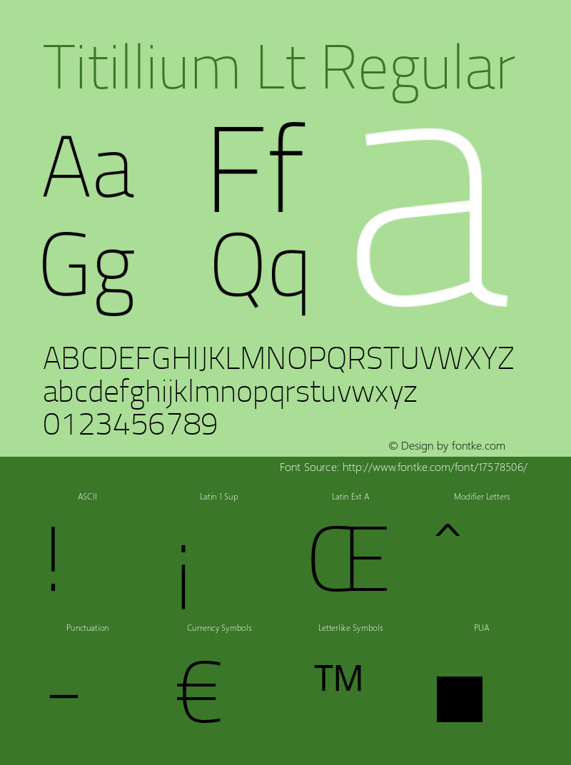 Titillium Lt Regular Version 1.000;PS 57.000;hotconv 1.0.70;makeotf.lib2.5.55311 Font Sample