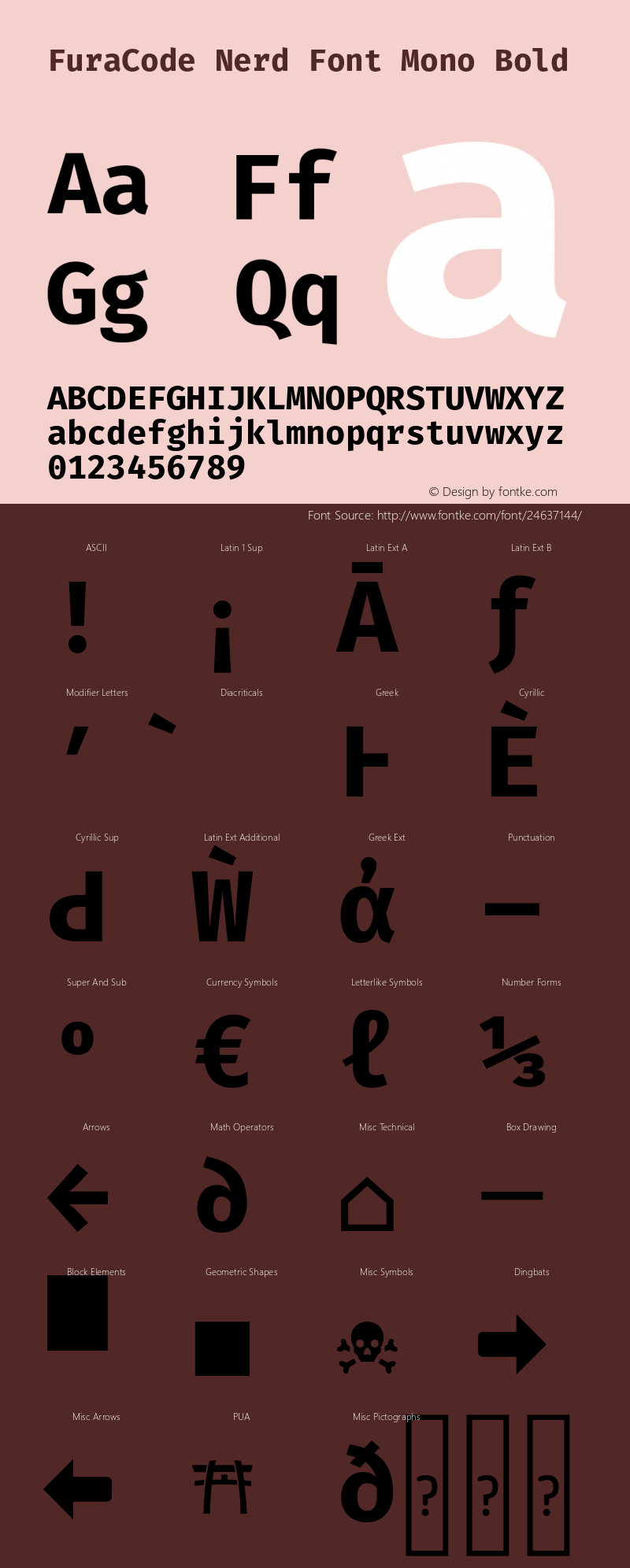 Fura Code Bold Nerd Font Complete Mono Version 1.204;PS 001.204;hotconv 1.0.88;makeotf.lib2.5.64775 Font Sample