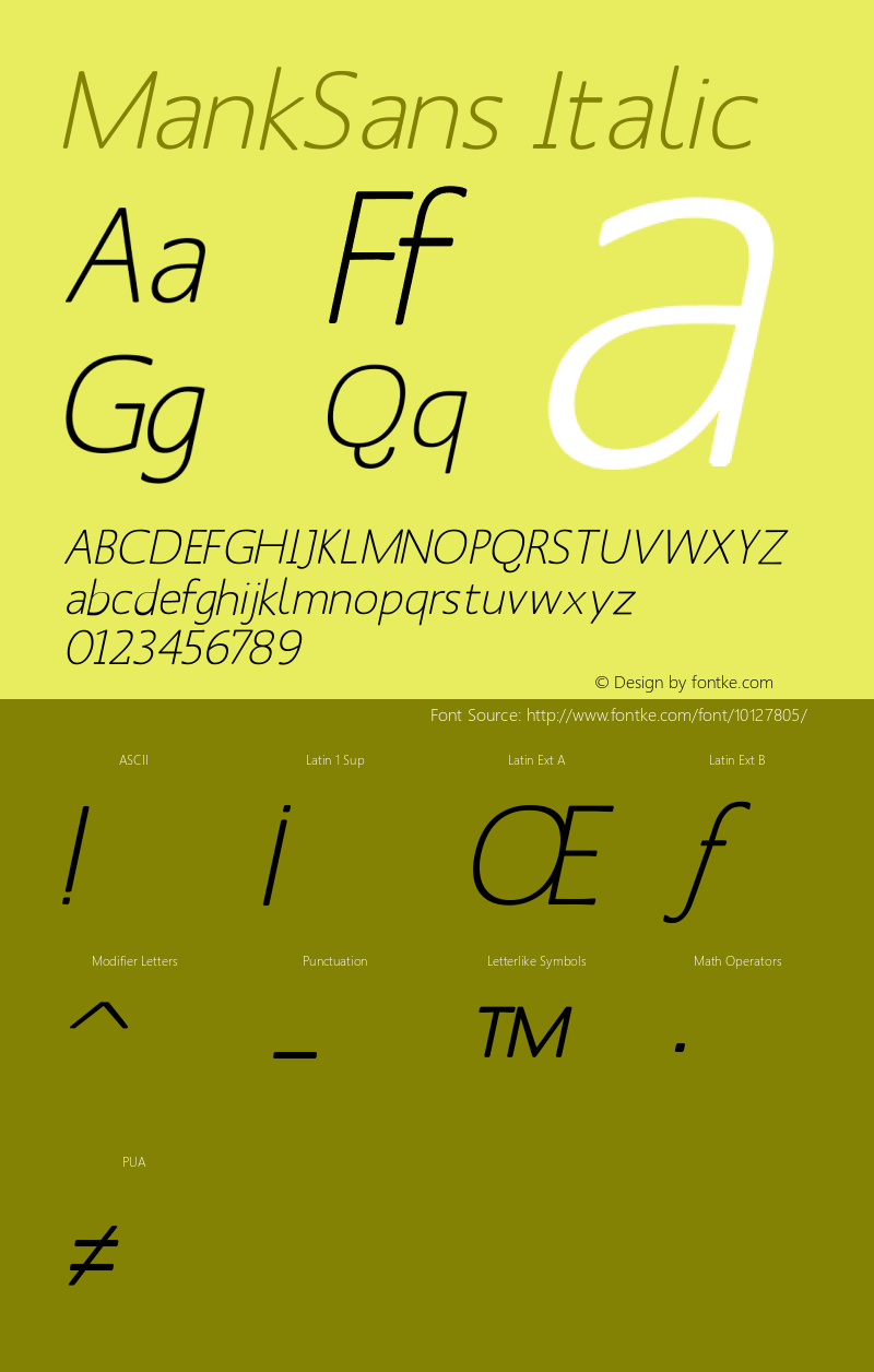 MankSans Italic 1.0 2004-03-31 Font Sample