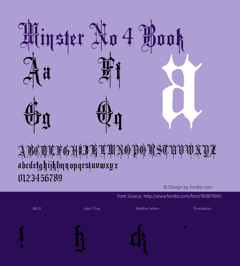 Minster No 4 Book Version 1.0; 2002; initial r Font Sample