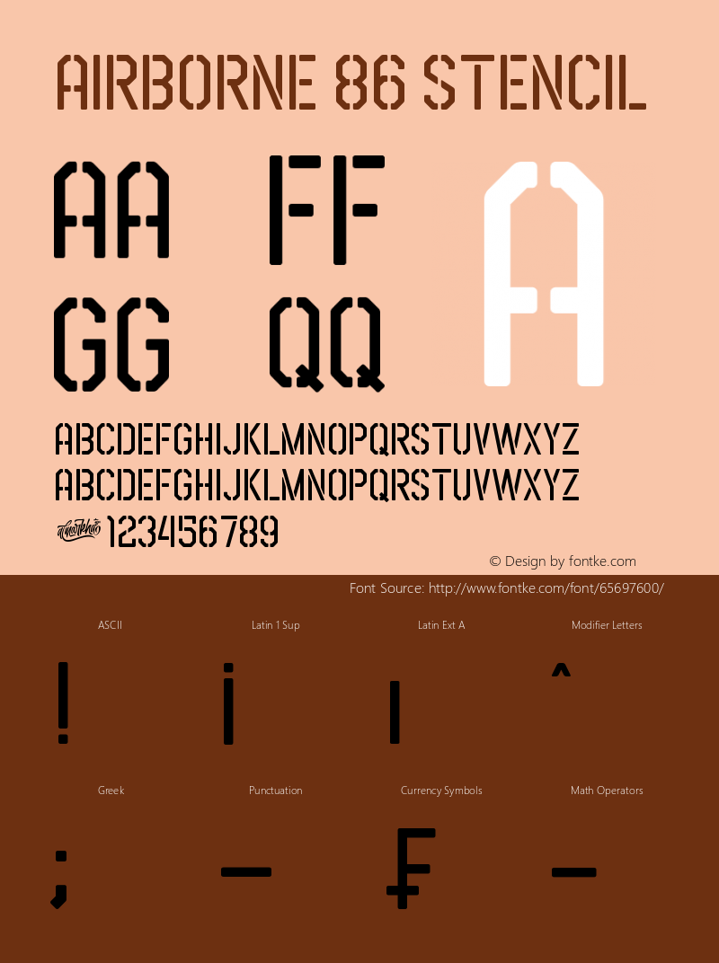 Airborne 86 Stencil Version 1.00;May 10, 2020;FontCreator 13.0.0.2630 64-bit Font Sample