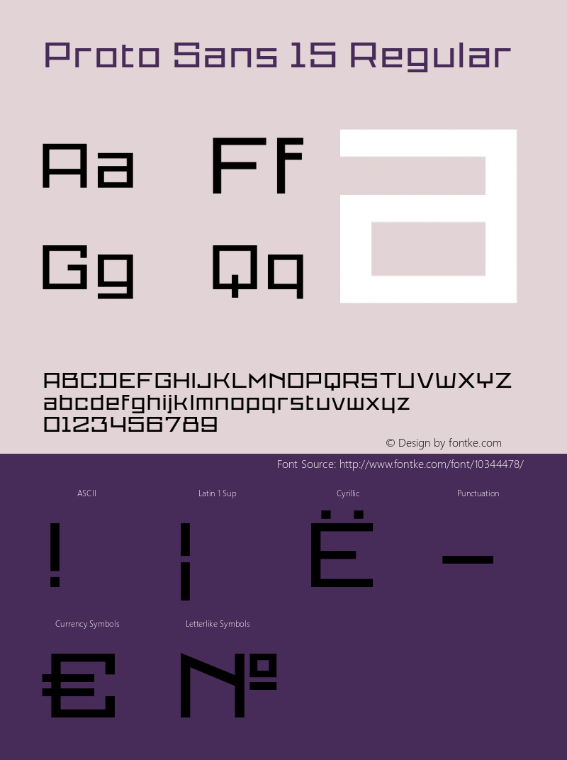 Proto Sans 15 Regular Unknown Font Sample