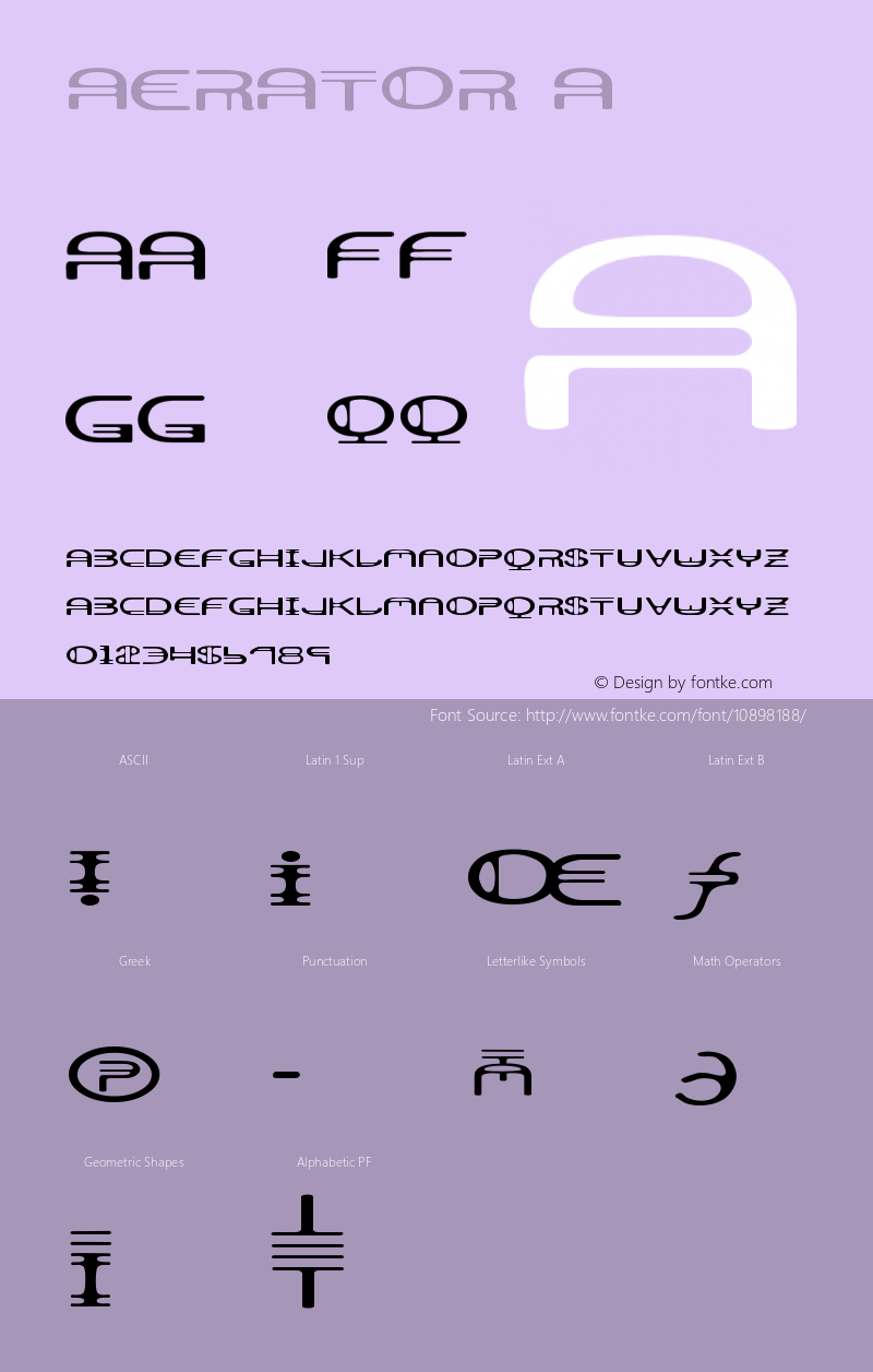 Aerator A Version 1.000 Font Sample