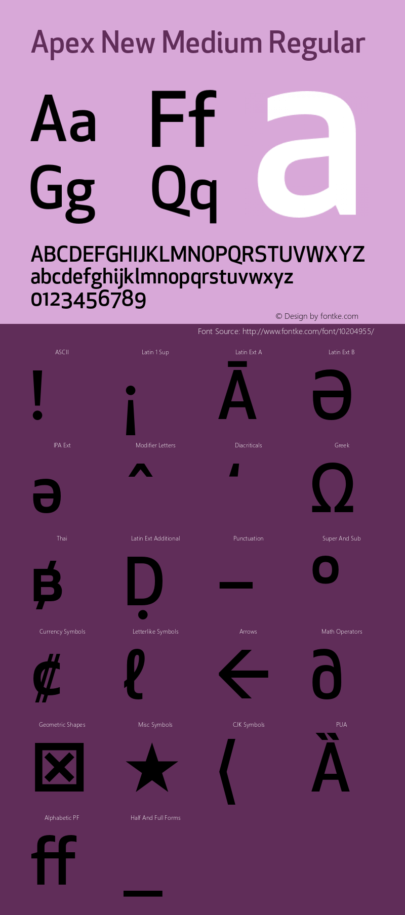 Apex New Medium Regular Version 1.001 2006, Revised version replacing Apex Sans Font Sample