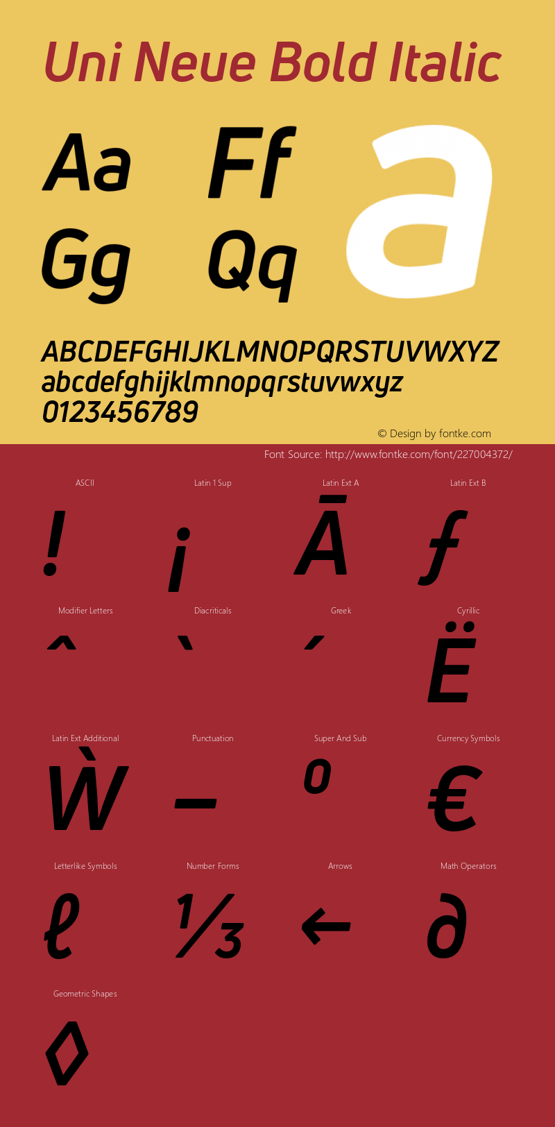 UniNeueBold-Italic Version 1.0图片样张