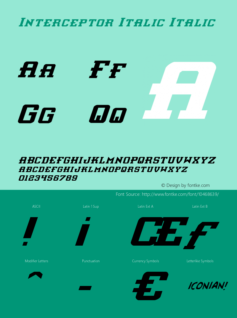 Interceptor Italic Italic 1 Font Sample