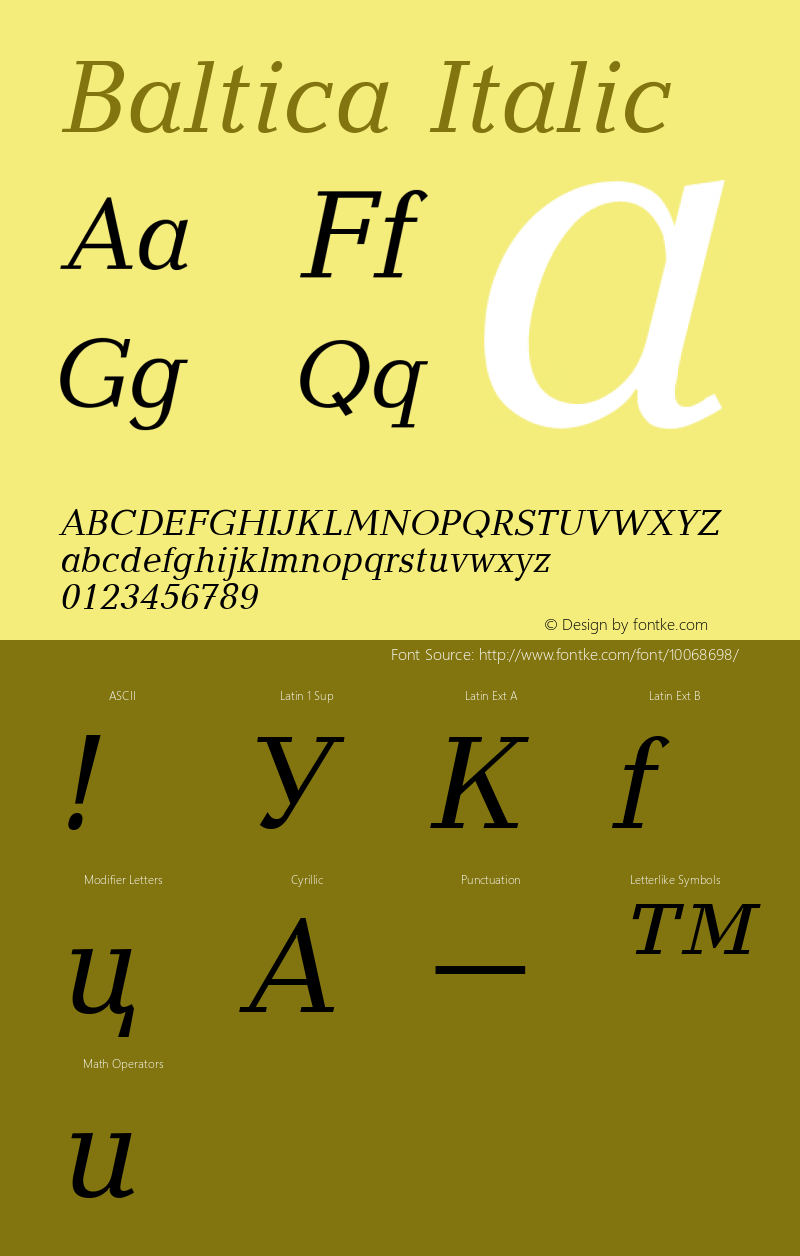 Baltica Italic 001.001 Font Sample