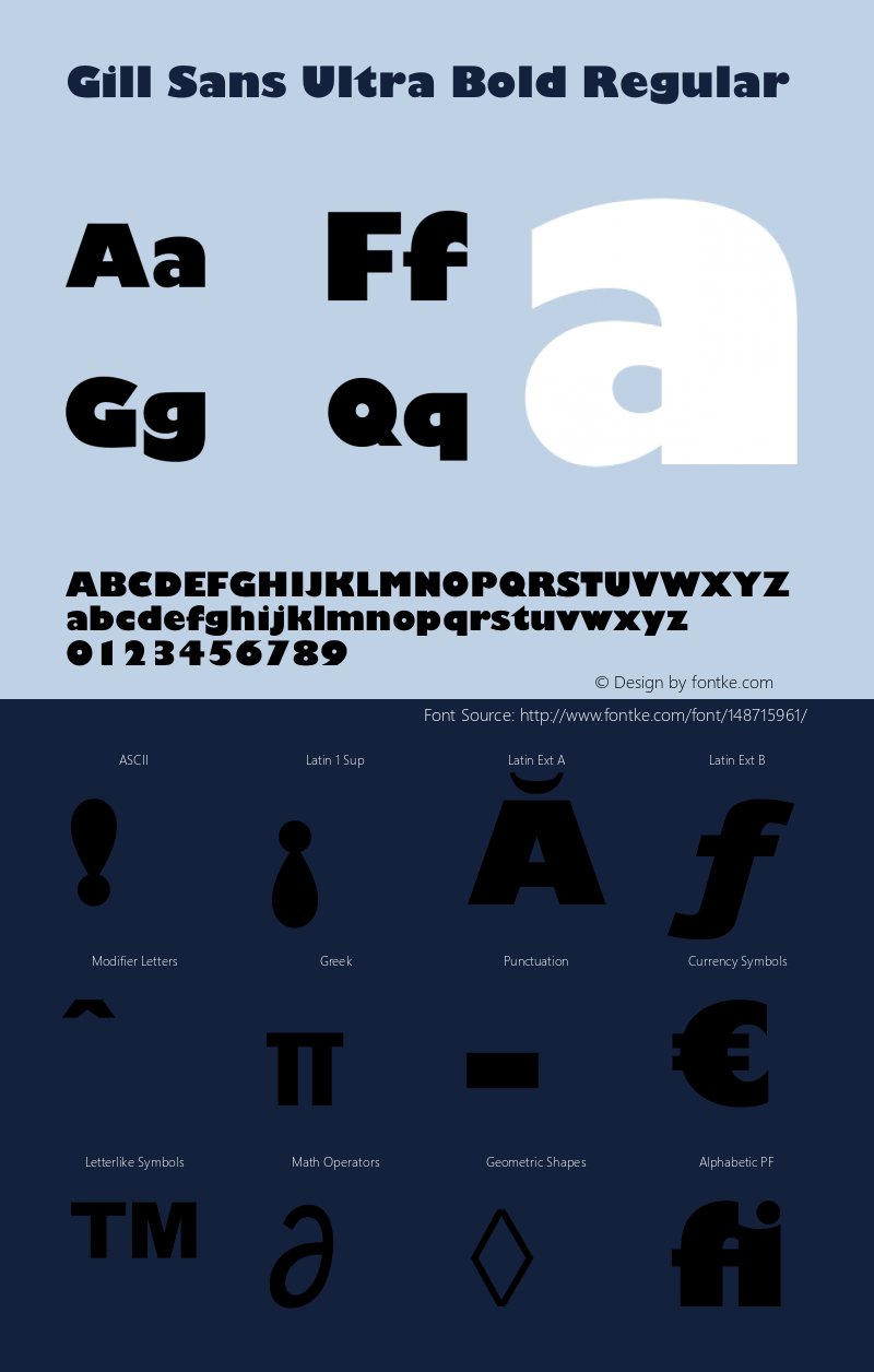 Gill Sans Ultra Bold Version 1.65 Font Sample