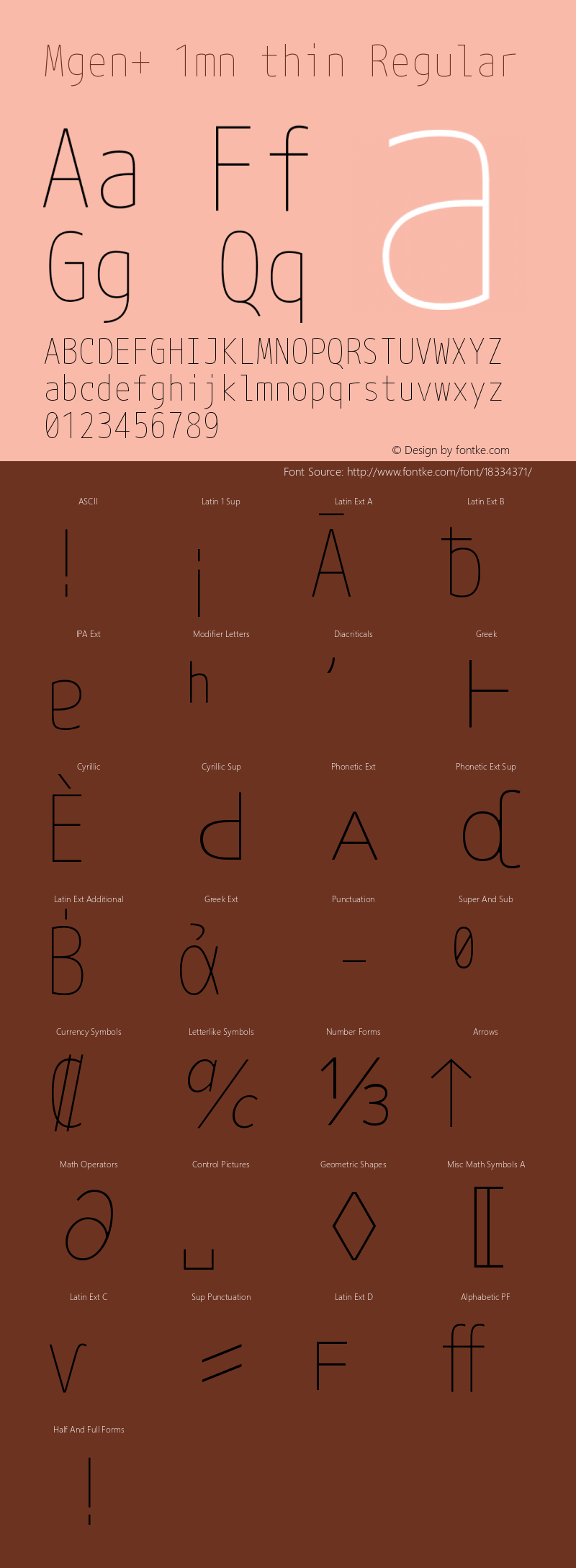 Mgen+ 1mn thin Regular Version 1.059.20150602 Font Sample