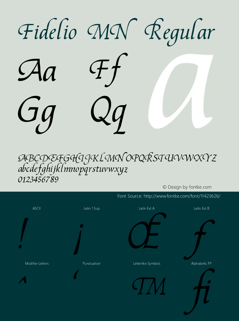 Fidelio MN Regular Version 001.003 Font Sample