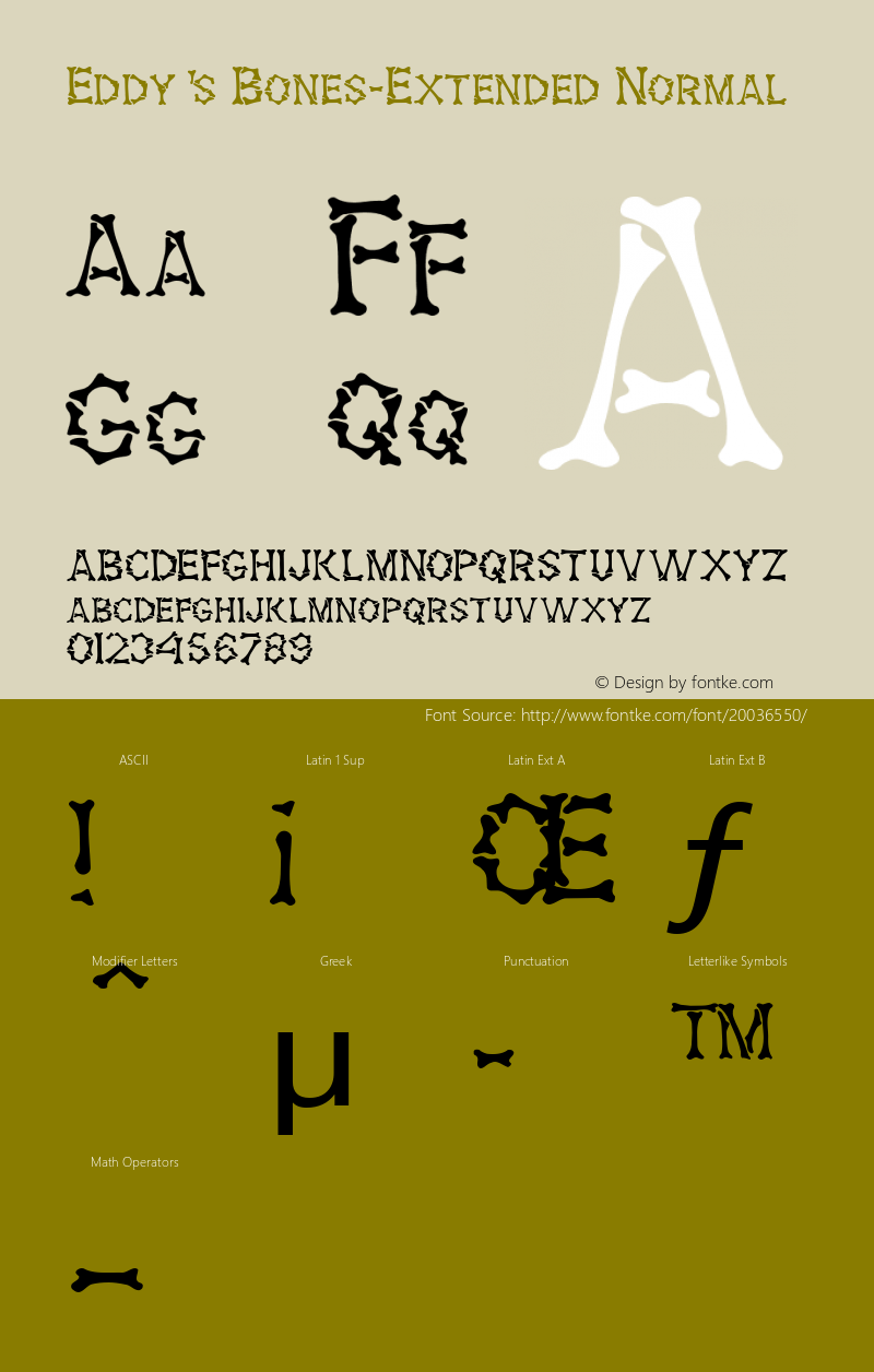 Eddy's Bones-Extended Normal Macromedia Fontographer 4.1 9/25/96 Font Sample