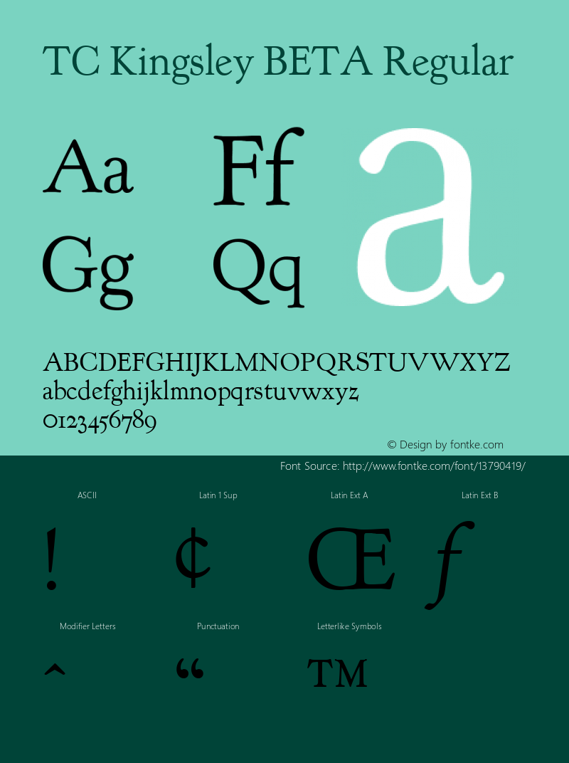 TC Kingsley BETA Regular Version 001.001 Font Sample