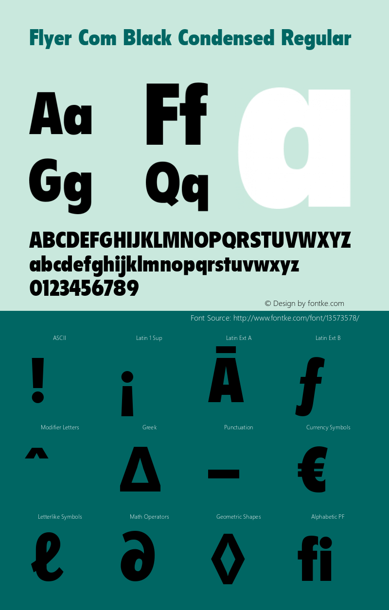 Flyer Com Black Condensed Regular Version 1.01 Font Sample