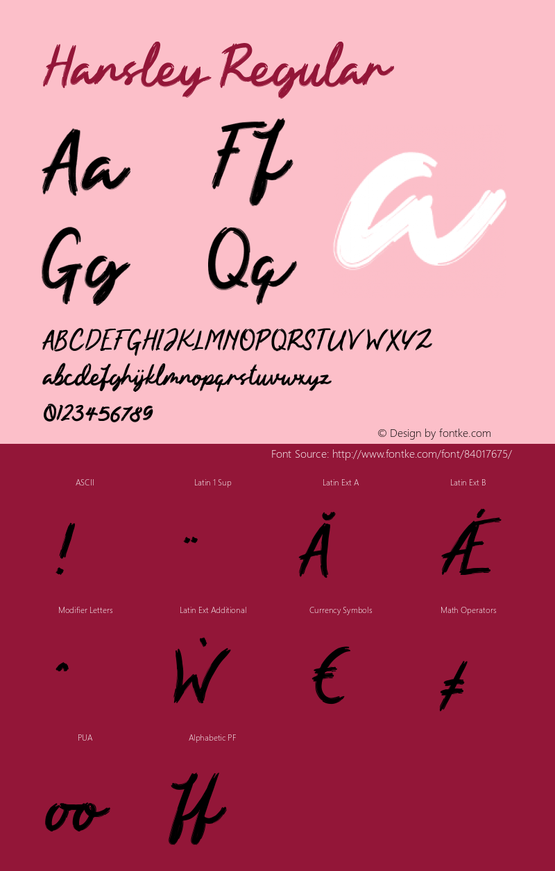 Hansley Version 1.000 Font Sample