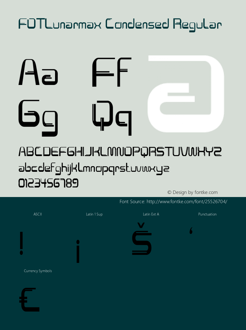 FOTLunarmax-CondensedRegular Version 1.000 Font Sample