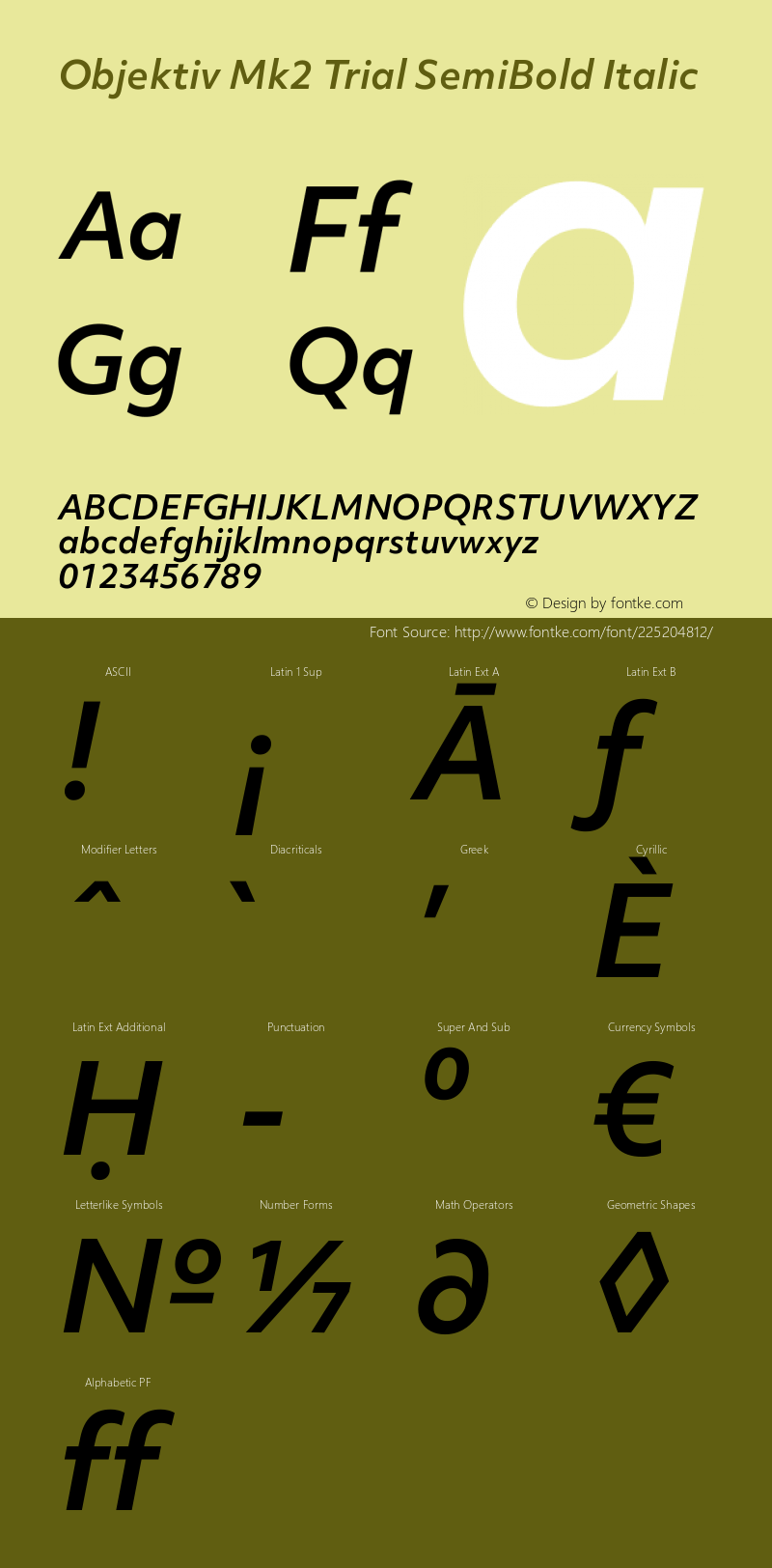 Objektiv Mk2 Trial SemiBold Italic Version 2.101图片样张