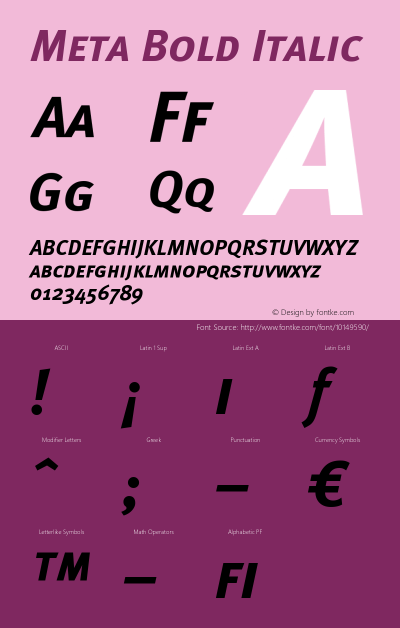 Meta Bold Italic Version 004.301 Font Sample