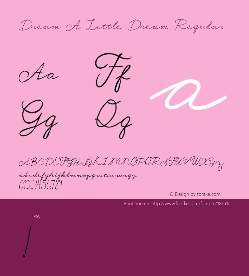 Dream A Little Dream Regular Version 1.000 Font Sample