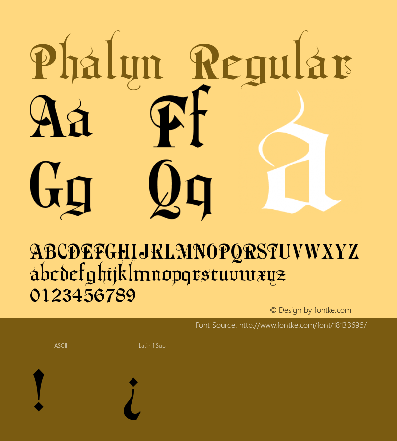 Phalyn Regular Version 1; September 3, 2003 Font Sample