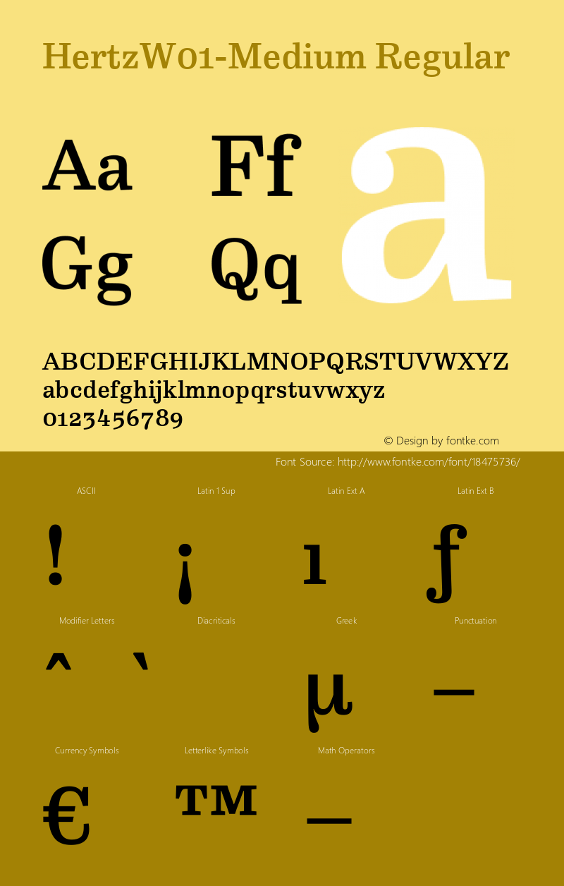 HertzW01-Medium Regular Version 7.504 Font Sample