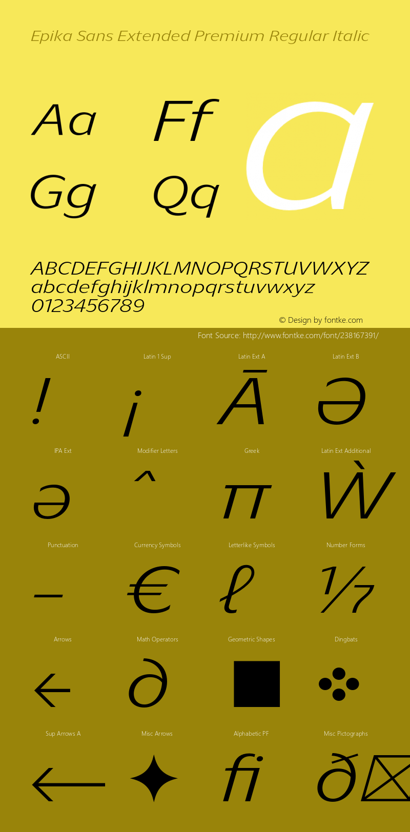 Epika Sans Extended Premium Regular Italic Version 1.000;FEAKit 1.0图片样张