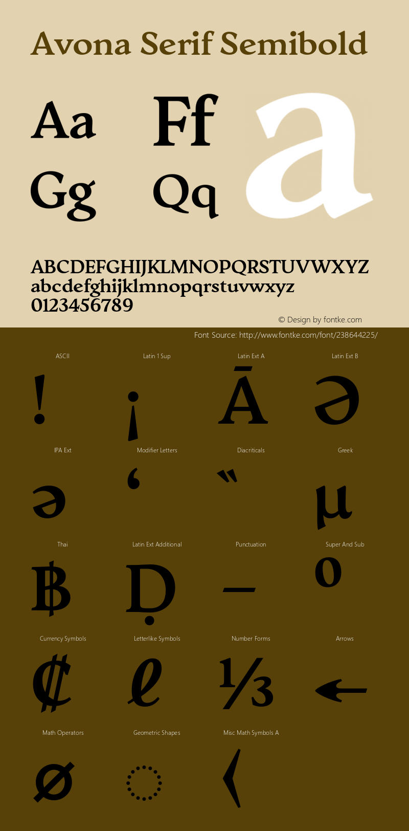 Avona Serif Semibold Version 1.000;FEAKit 1.0图片样张