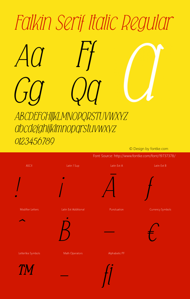 Falkin Serif Italic Version 1.000 Font Sample