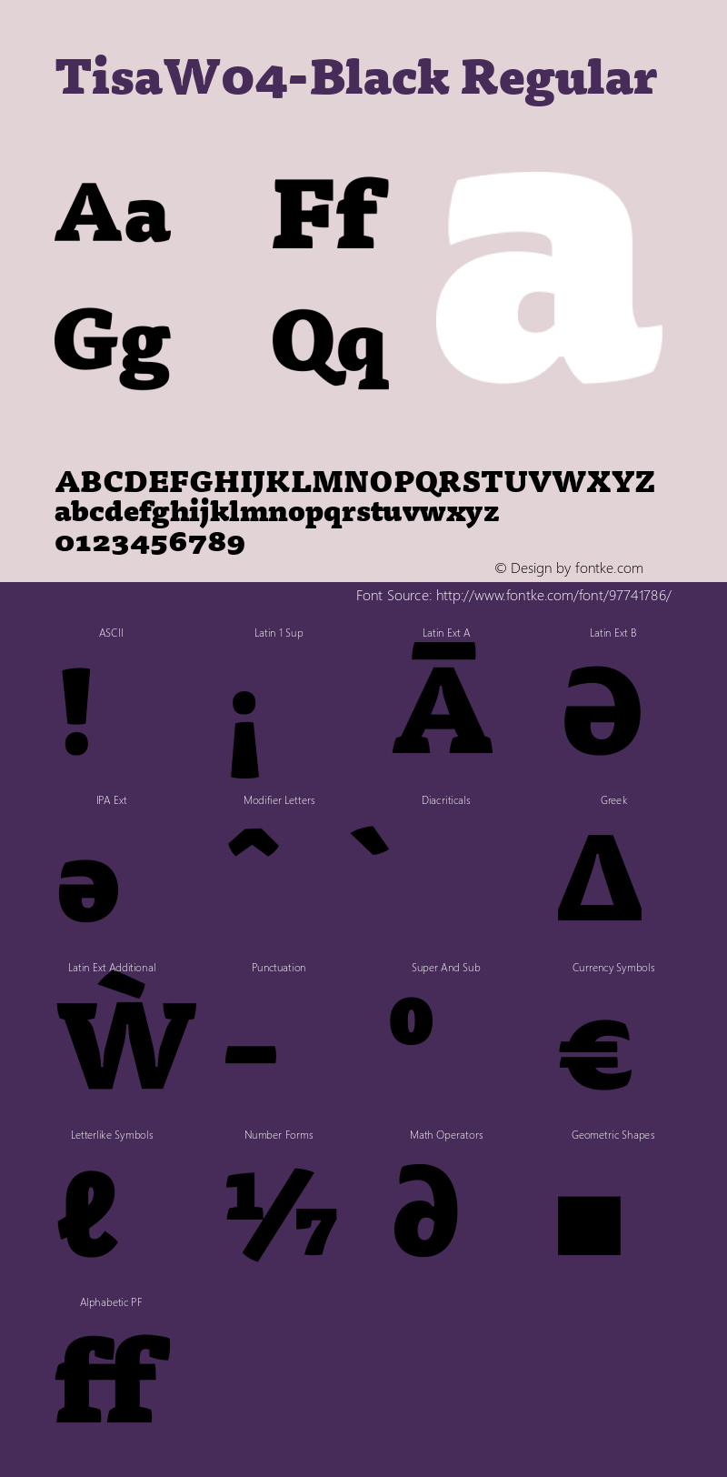 Tisa W04 Black Version 7.60 Font Sample