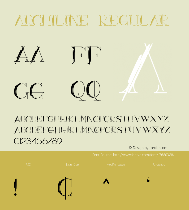 ARCHILINE Regular Version 1.000 Font Sample