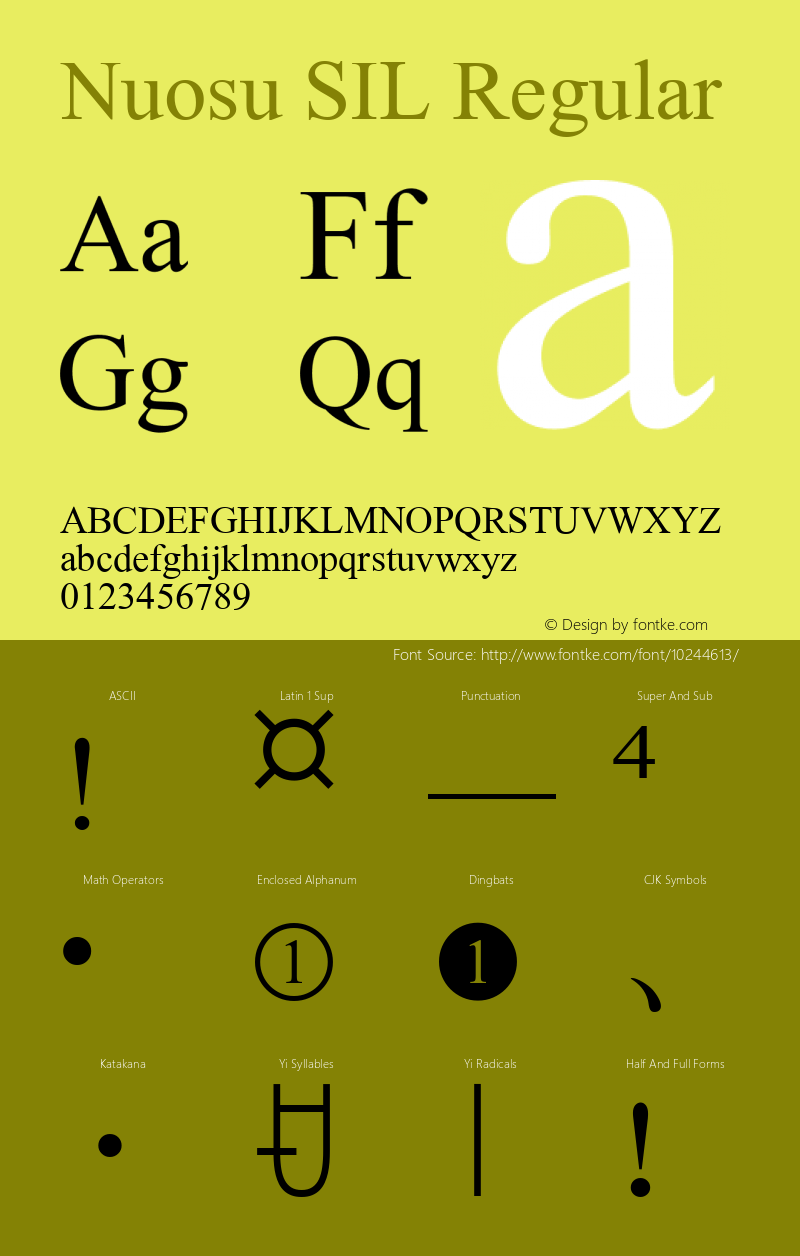 Nuosu SIL Regular Version 2.001 Font Sample