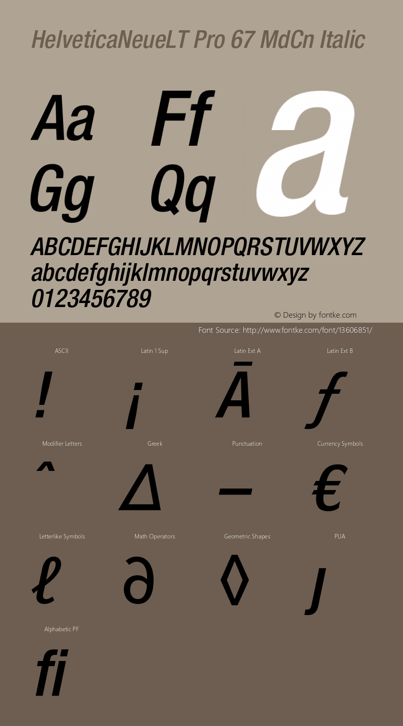 HelveticaNeueLT Pro 67 MdCn Italic Version 1.500;PS 001.005;hotconv 1.0.38 Font Sample