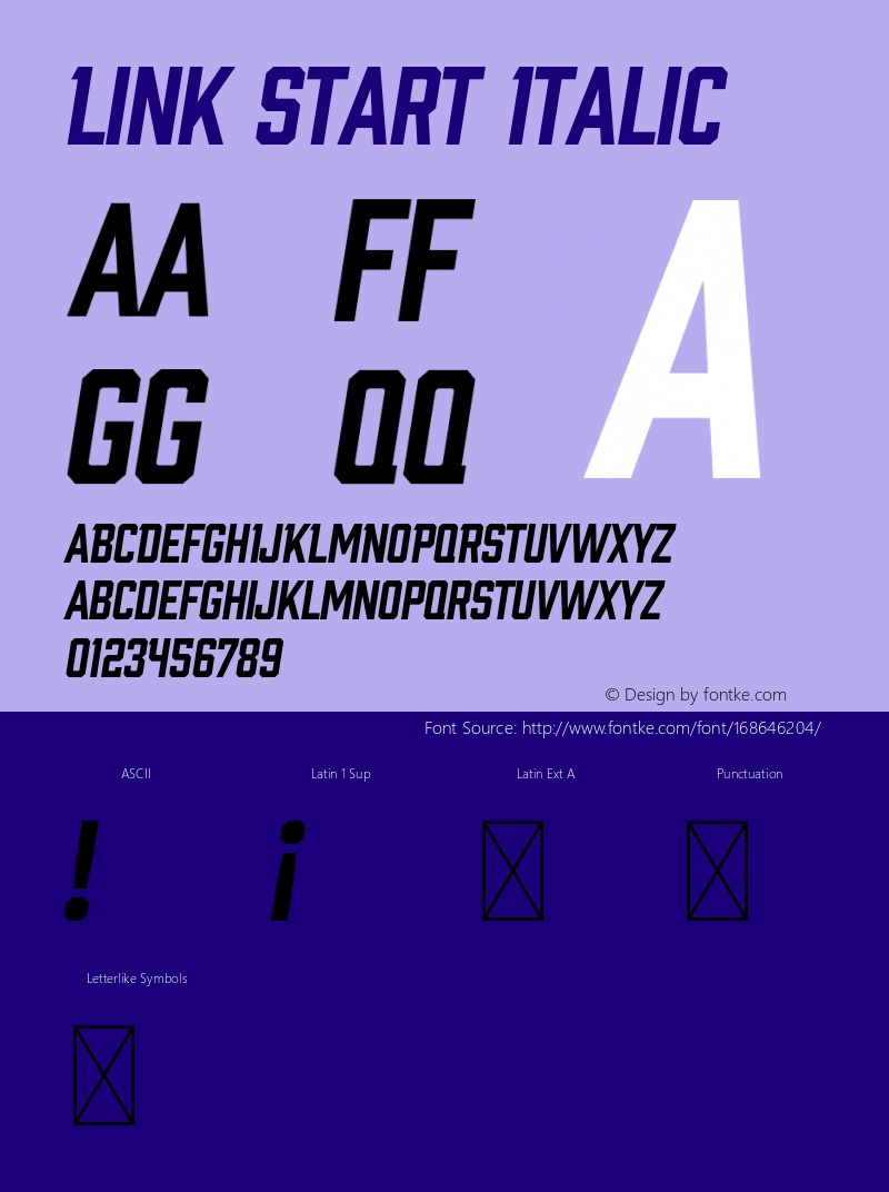 Link Start Italic Version 1.001;Fontself Maker 3.5.6图片样张