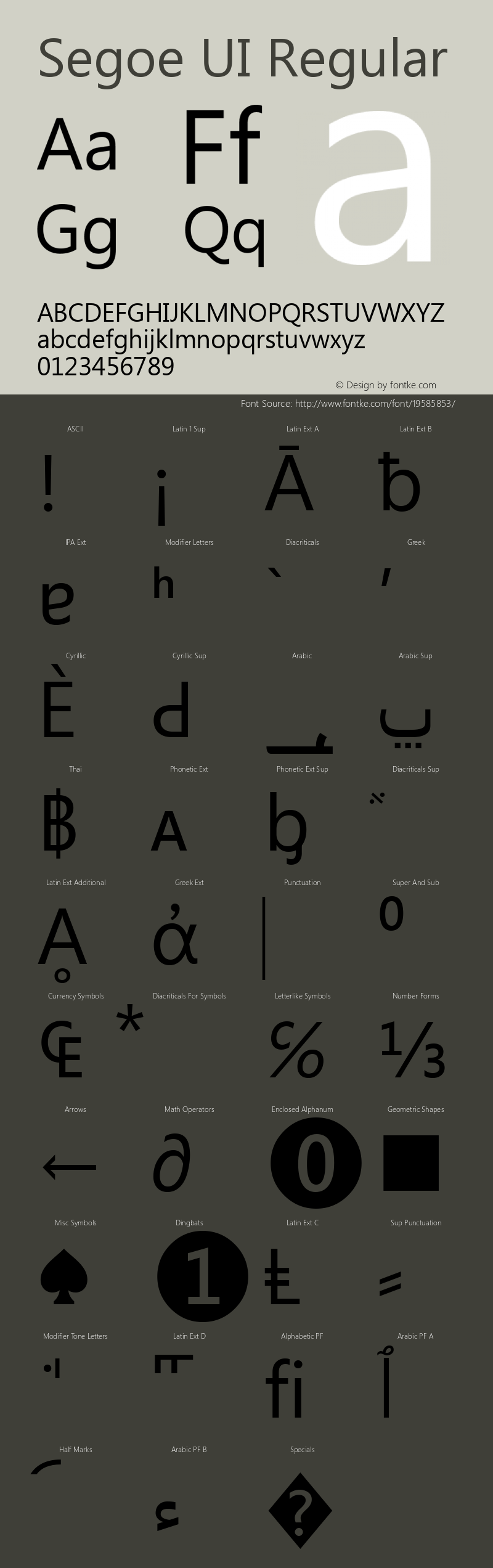 Segoe UI Version 5.05 Font Sample