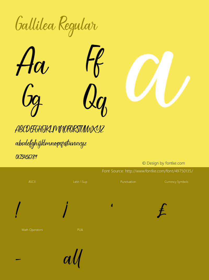 Gallilea Version 1.00;January 1, 2020;FontCreator 12.0.0.2546 64-bit Font Sample