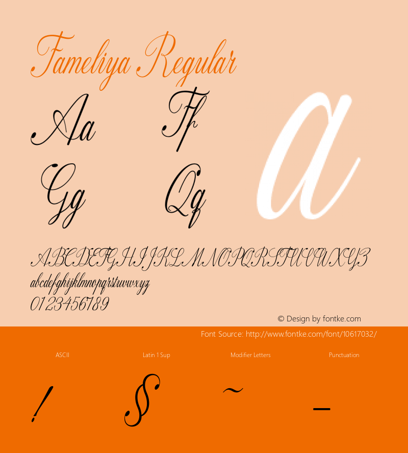 Fameliya Regular Version 1.300 Font Sample
