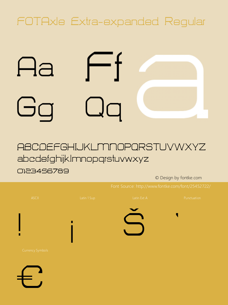 FOTAxle-ExtraexpandedRegular Version 1.000 Font Sample