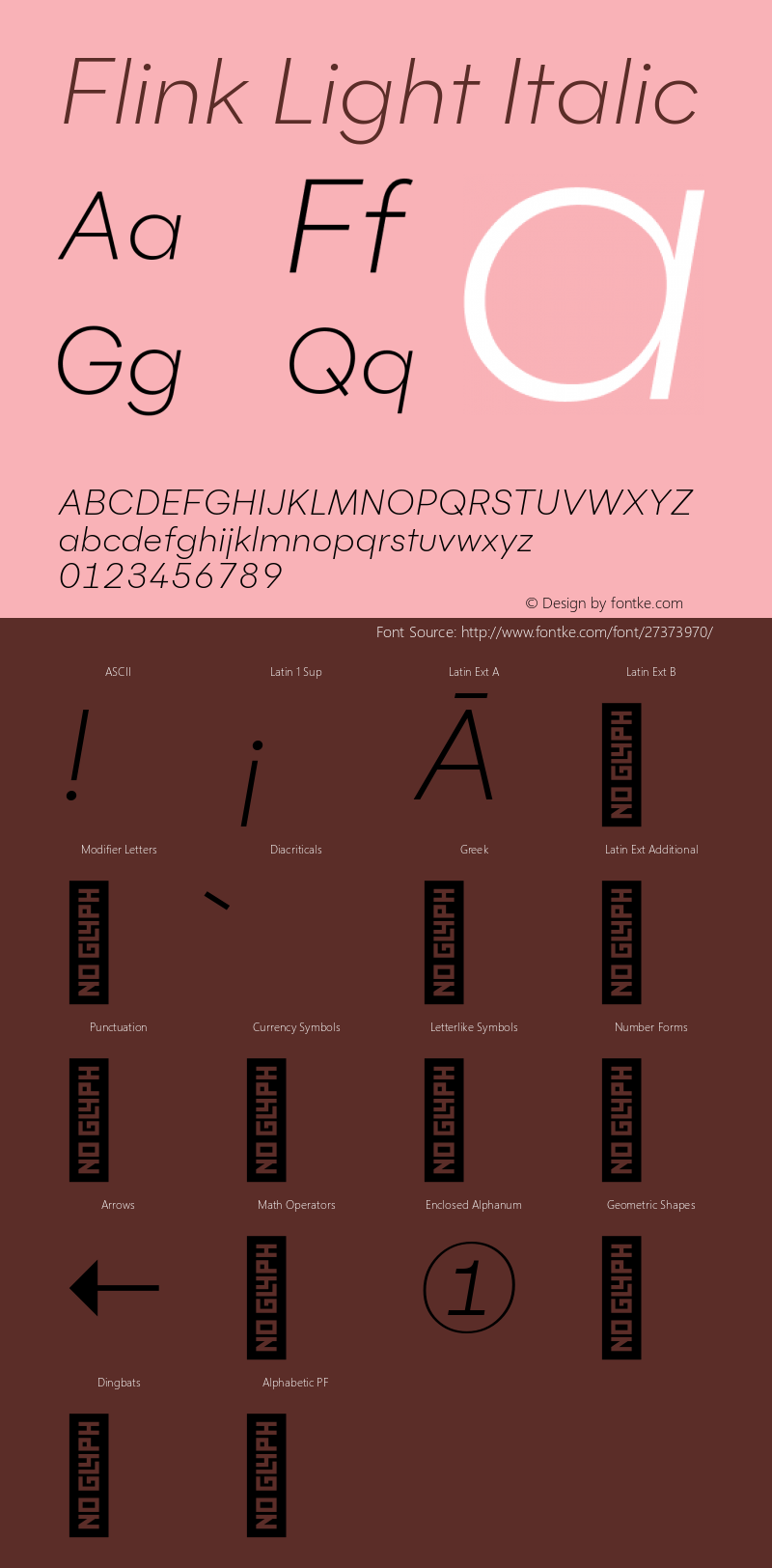 Flink Light Italic Version 1.000;PS 001.000;hotconv 1.0.88;makeotf.lib2.5.64775;YWFTv17 Font Sample