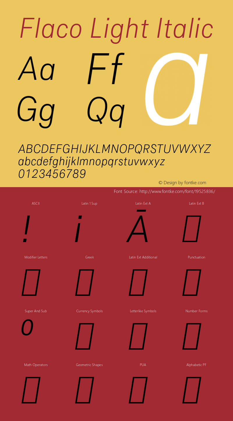 Flaco Light Italic Version 1.000;PS 001.000;hotconv 1.0.88;makeotf.lib2.5.64775 Font Sample