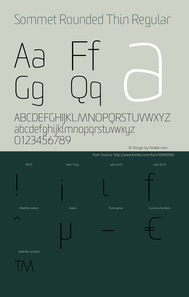 Sommet Rounded Thin Regular Version 1.00 Font Sample