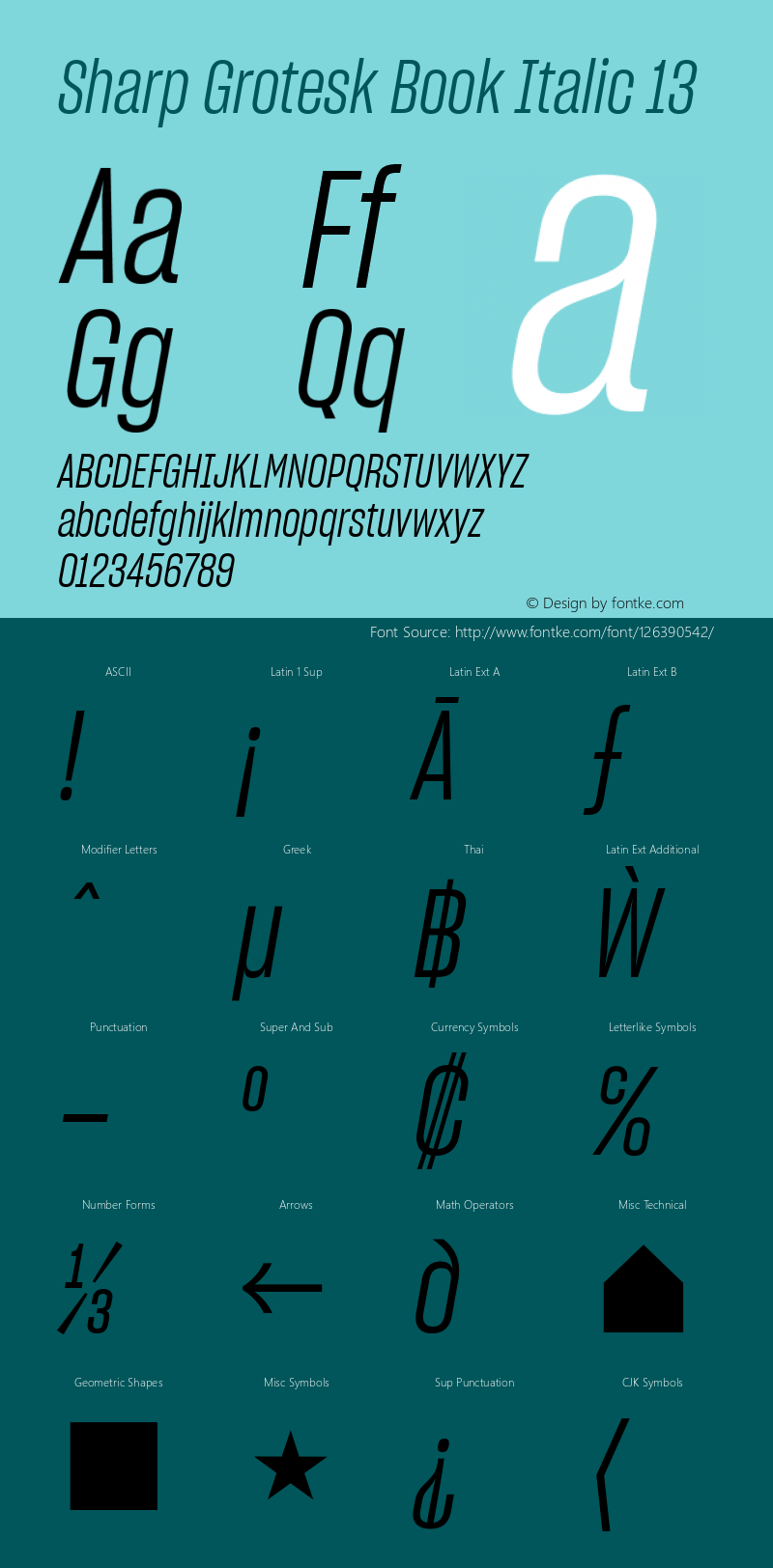 Sharp Grotesk Book Italic 13 Version 1.003 Font Sample