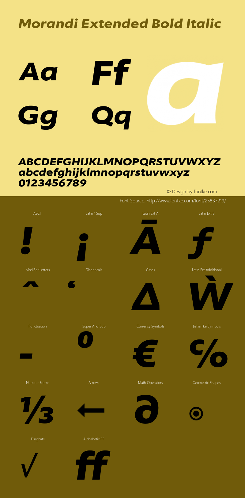 Morandi Ext Bold Italic Version 1.20, build 14, gb1060, s3 Font Sample