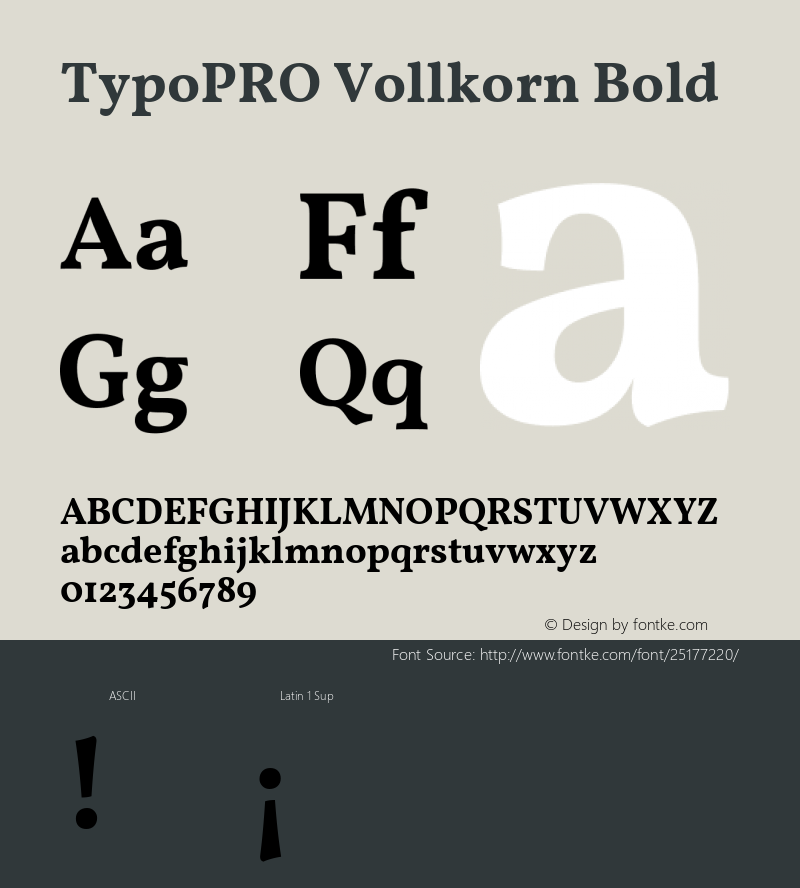 TypoPRO Vollkorn Bold Version 4.015 Font Sample