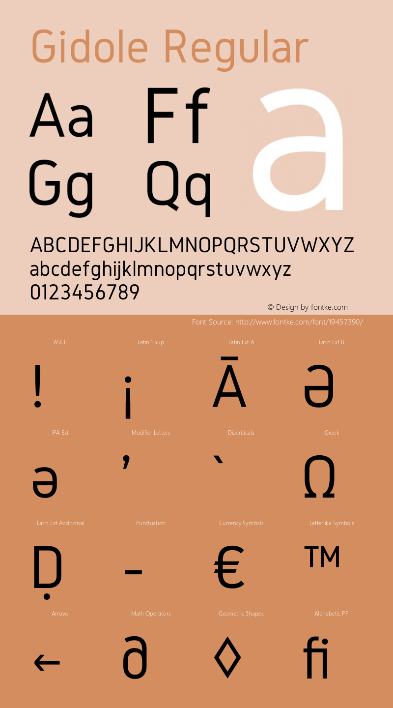 Gidole Regular Version 0.5 Font Sample