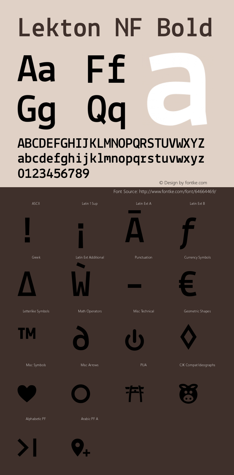 Lekton-Bold Nerd Font Complete Mono Windows Compatible Version 34.000 Font Sample